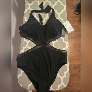 NWT! Profile 1-Piece slimming black bathing suit, Sz 10